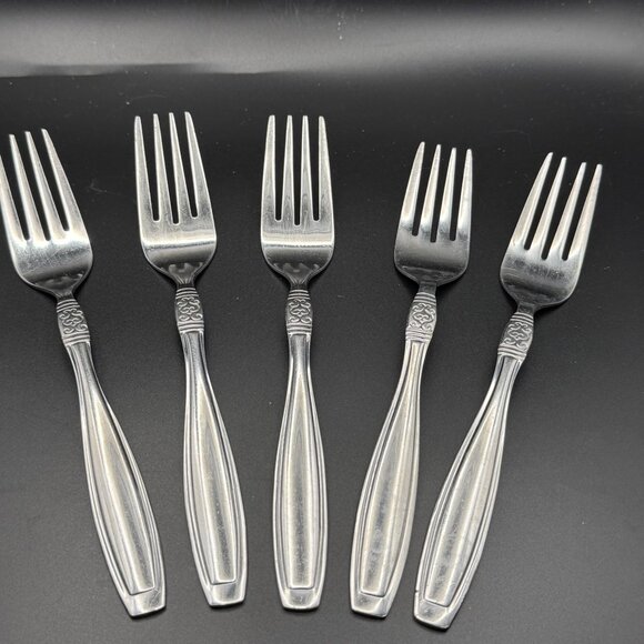 Oneida Vista Stainless Steel Salad Forks Set Of 5 Vintage Flatware Silverware - Picture 1 of 4